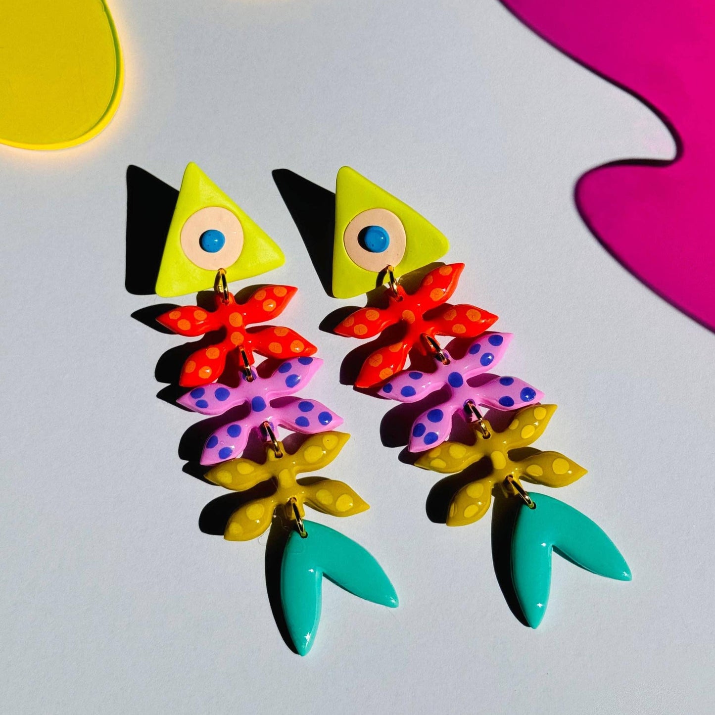 Colorful Bone Fish Earrings