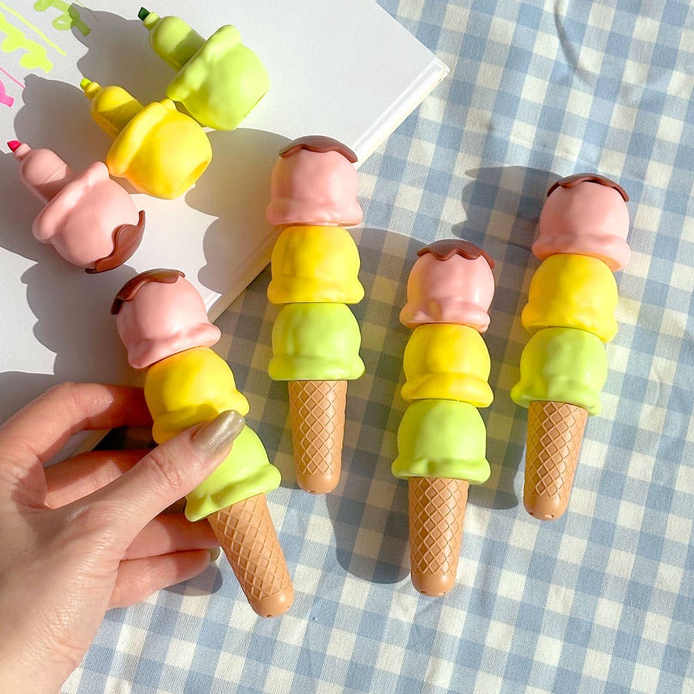 Ice Cream Cone Highlighter Set