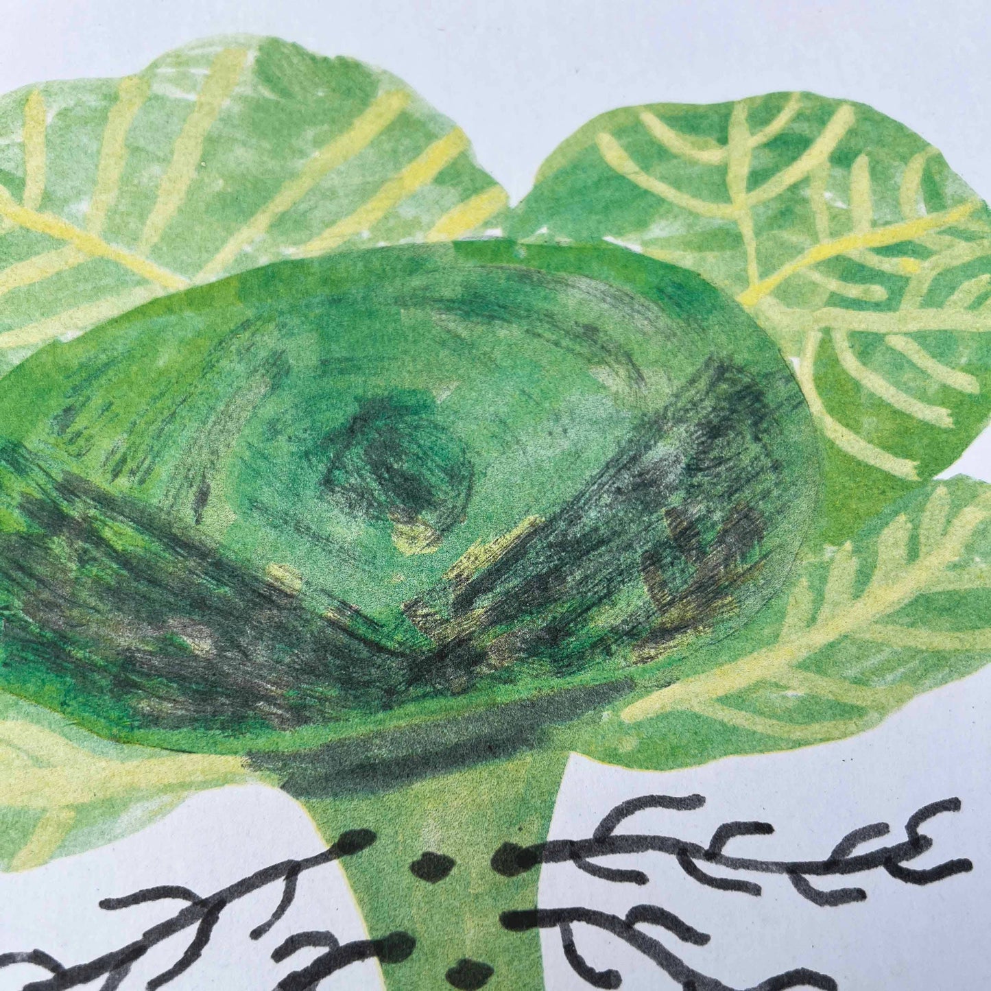 Cabbages Risograph Print