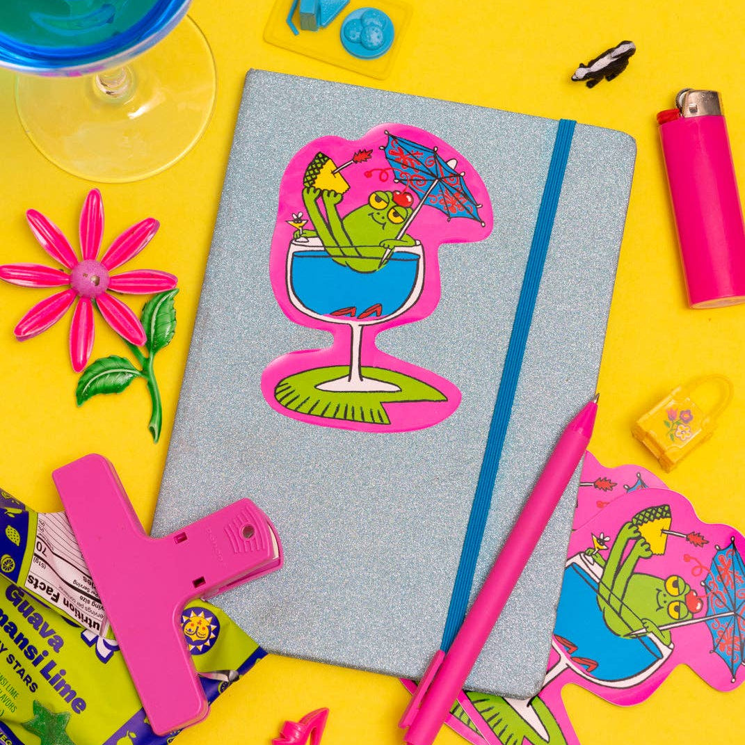 Happy hour frog sticker