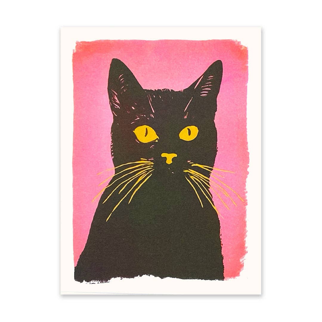 Retro Pink Cat print