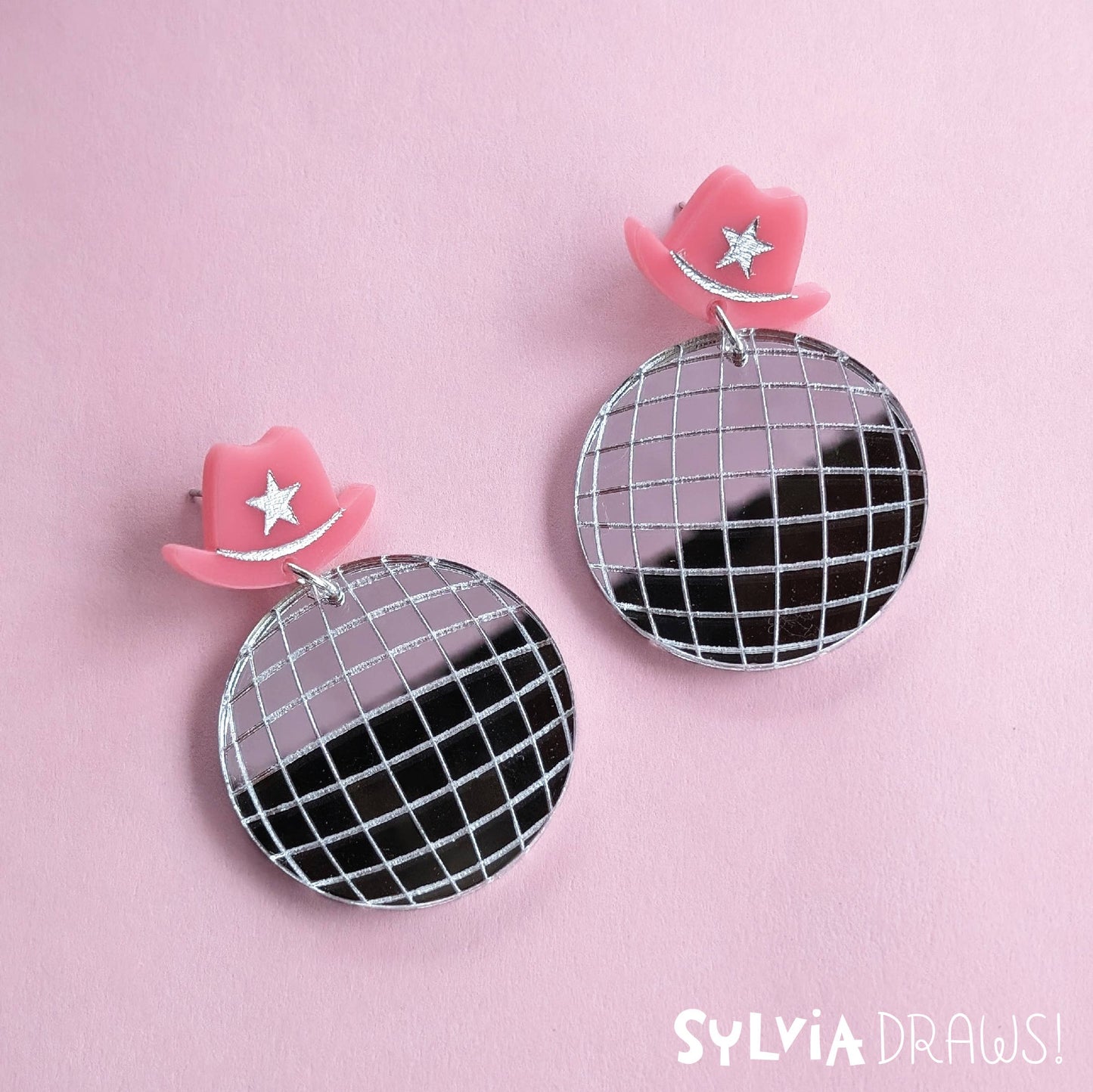 Disco Ball Cowboy Hat Earrings