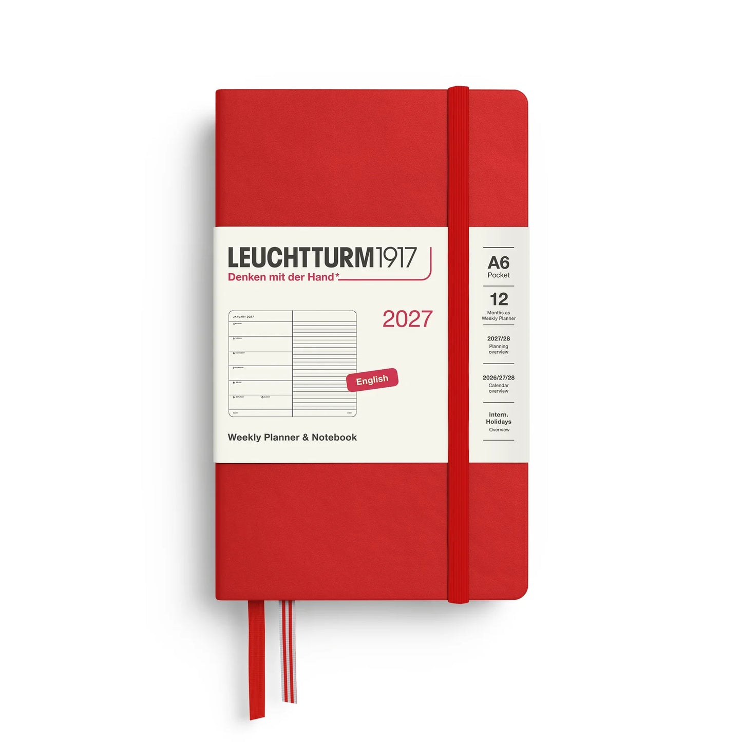 2027 Leuchtturm Pocket Hardcover Weekly Planner & Notebook (Ruled)