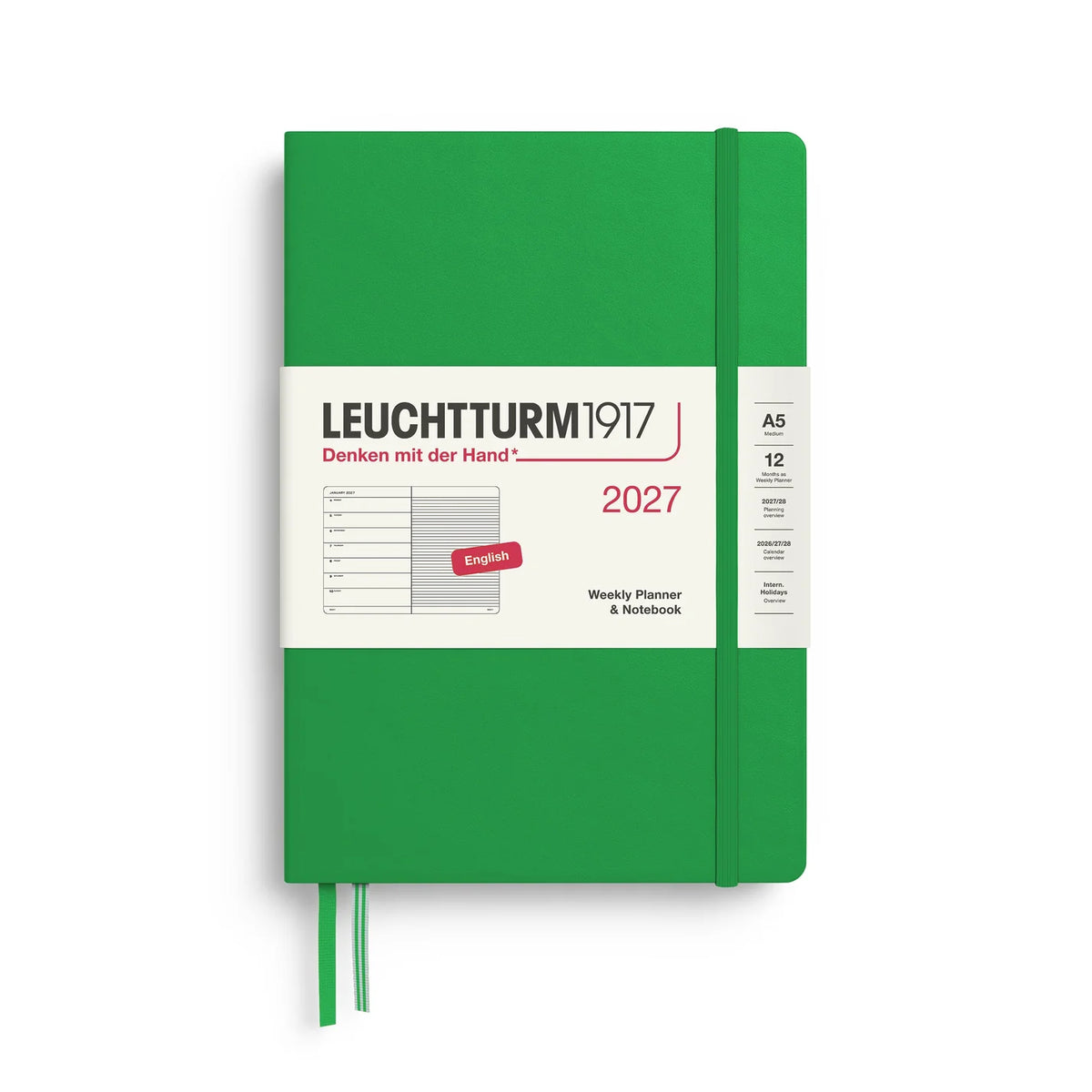 2027 Leuchtturm Medium Hardcover Weekly Planner & Notebook (Ruled)