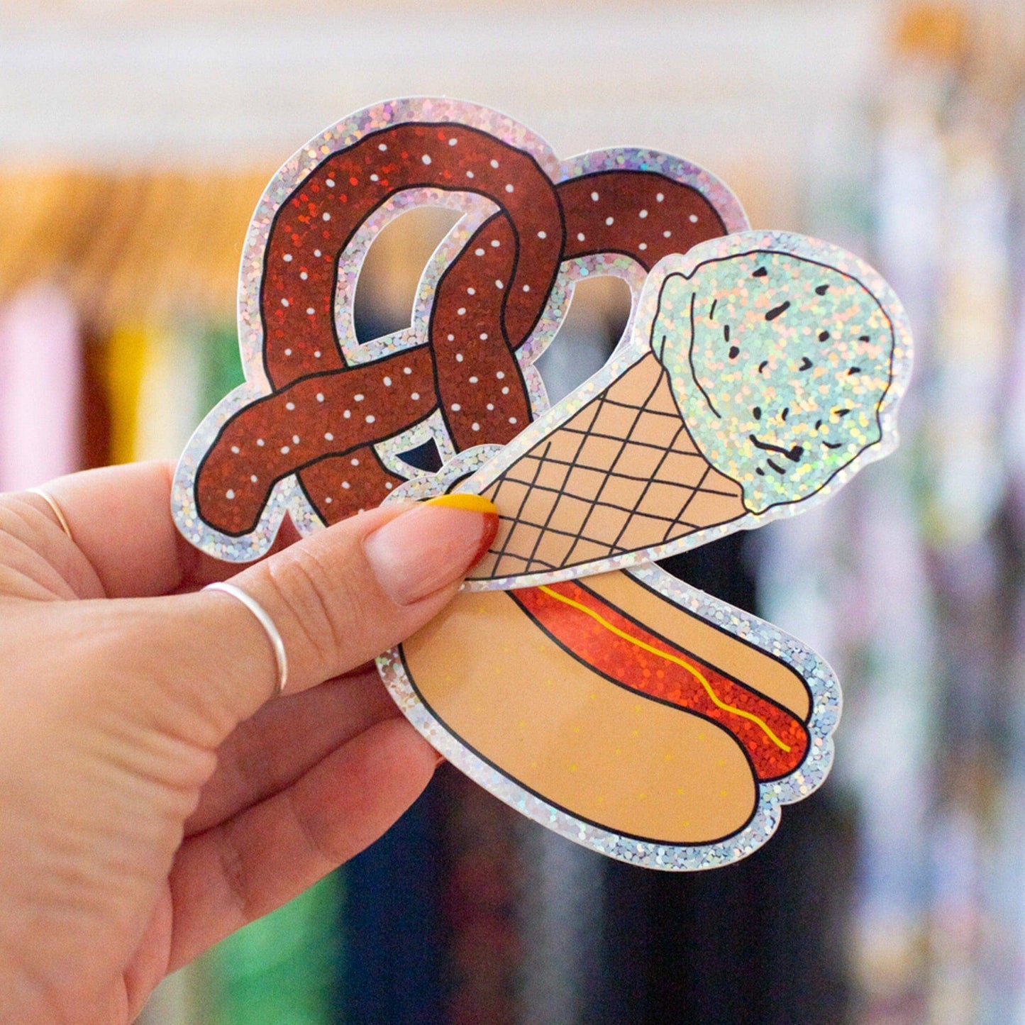 Hot Dog Glitter Sticker