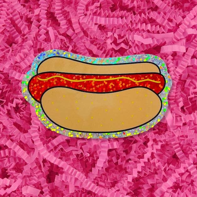 Hot Dog Glitter Sticker