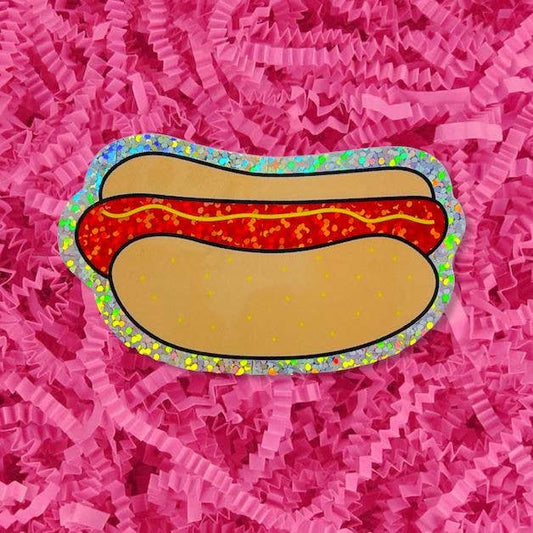 Hot Dog Glitter Sticker