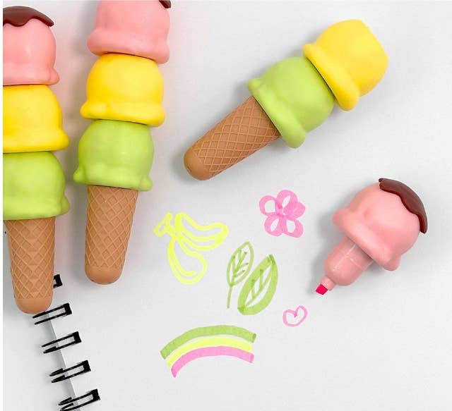 Ice Cream Cone Highlighter Set