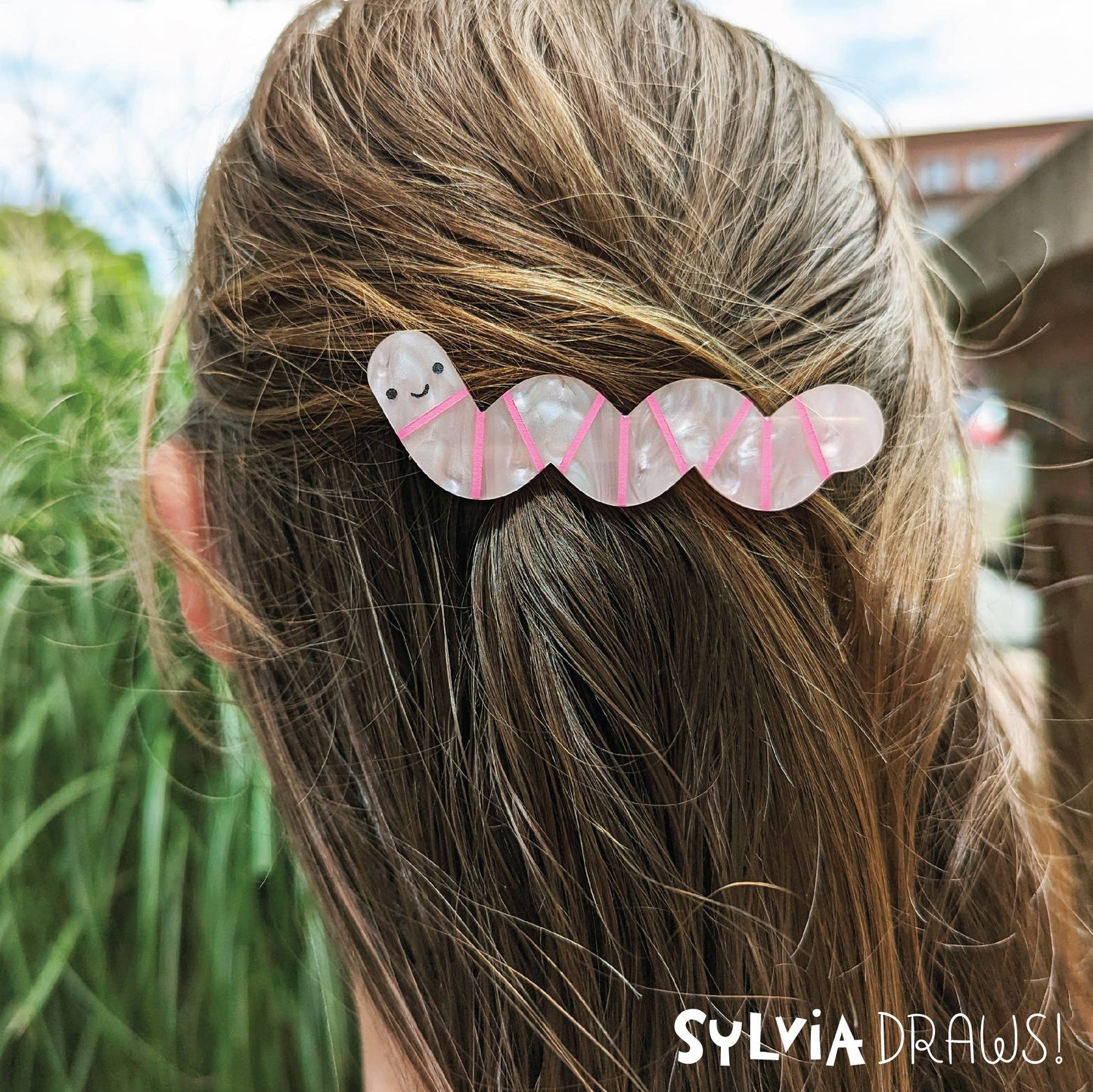 Pink Worm Hair Clip