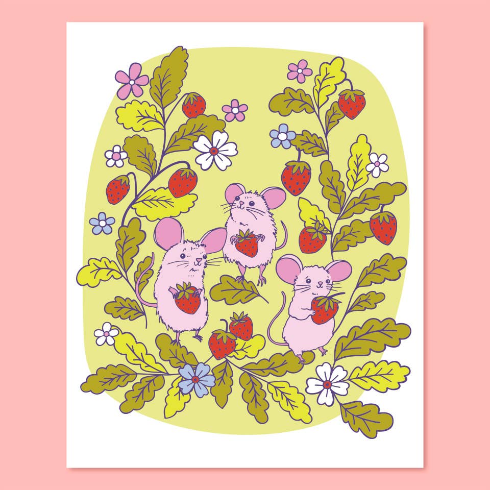 Strawberry Mice print