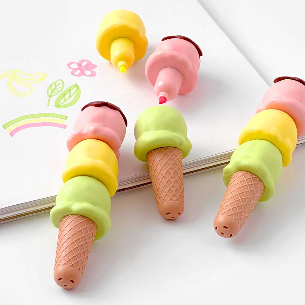 Ice Cream Cone Highlighter Set