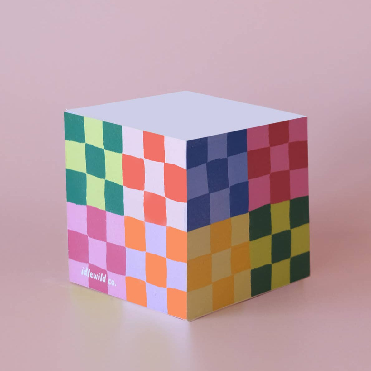 Rainbow Check Sticky Note Cube