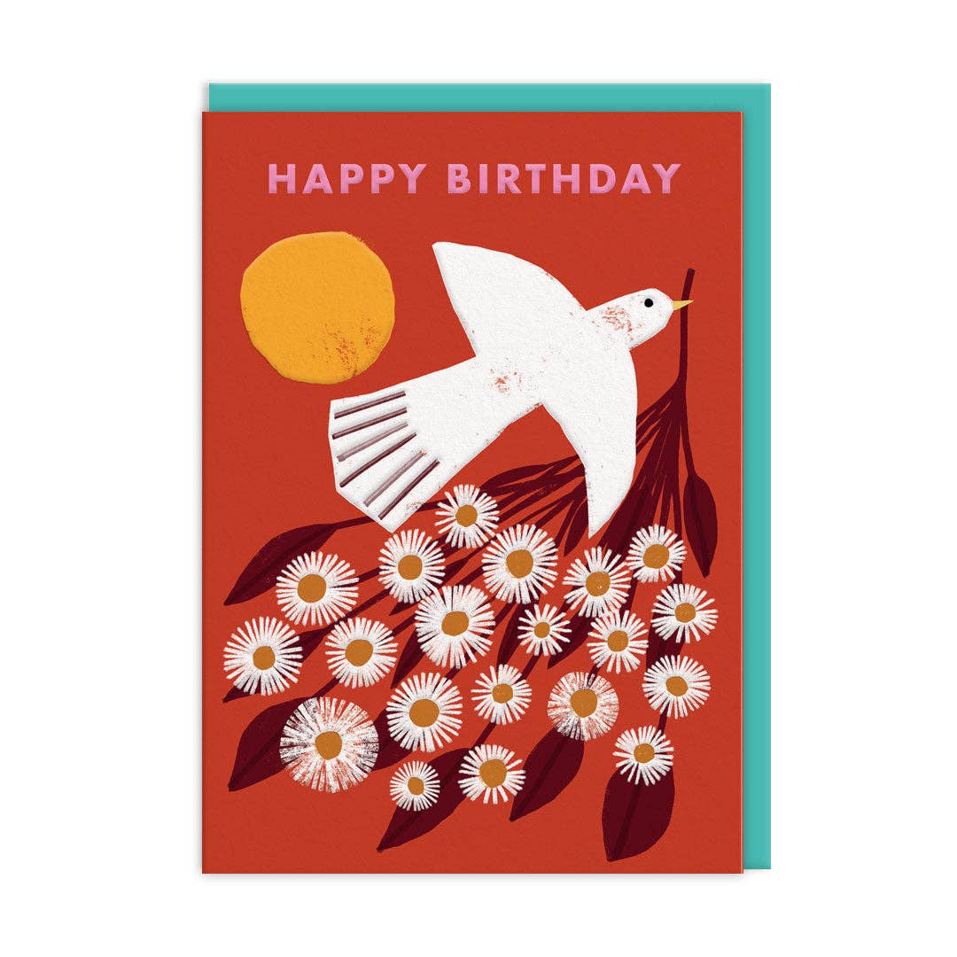 Bird and Flowers Birthday card