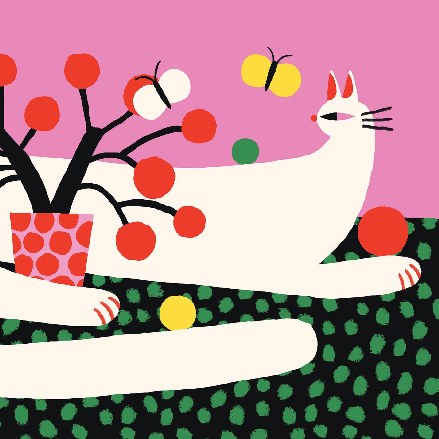 White Cat print