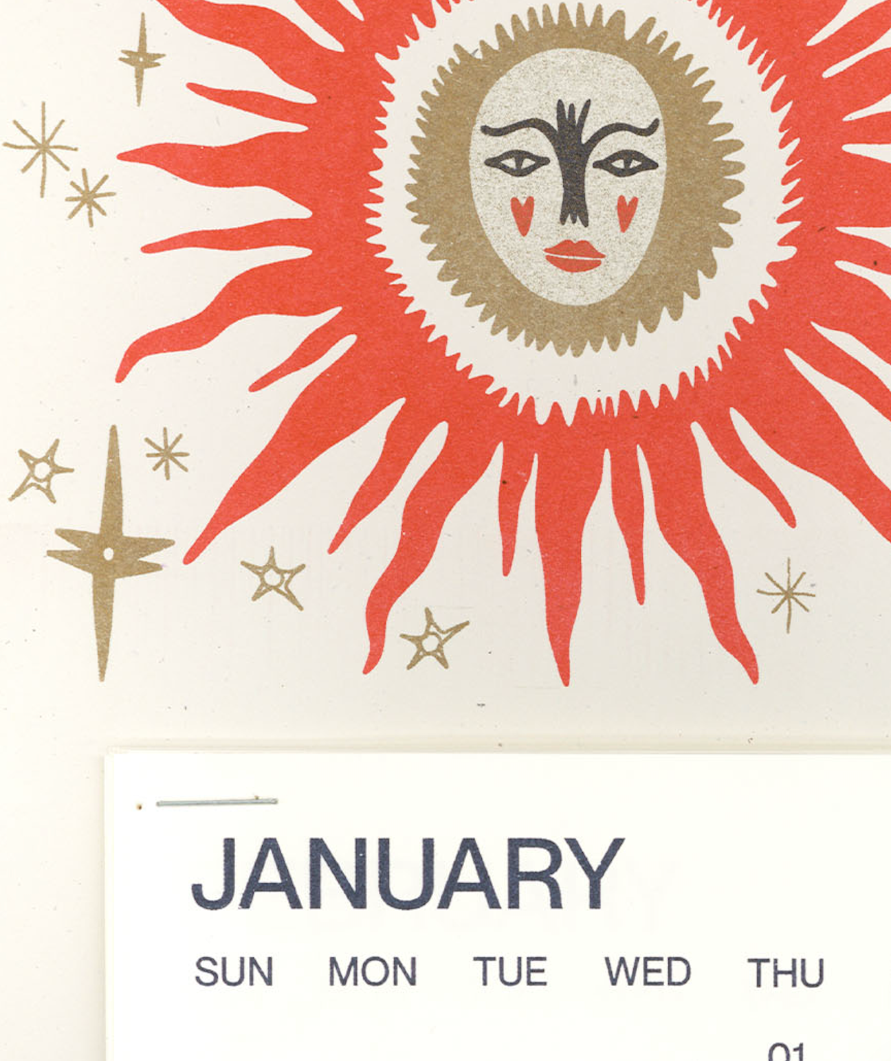 2026 Red Sun Risograph Tear-Off Calendar