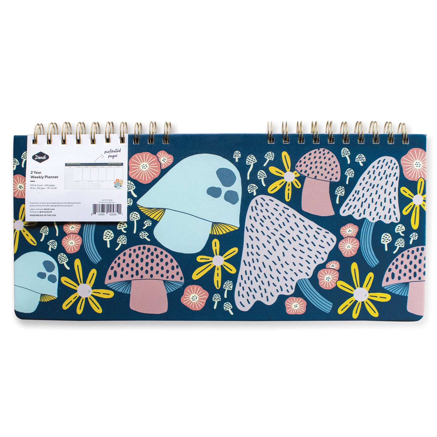 Mushroom Bloom Hardcover 2 Year Undated Desk Planner