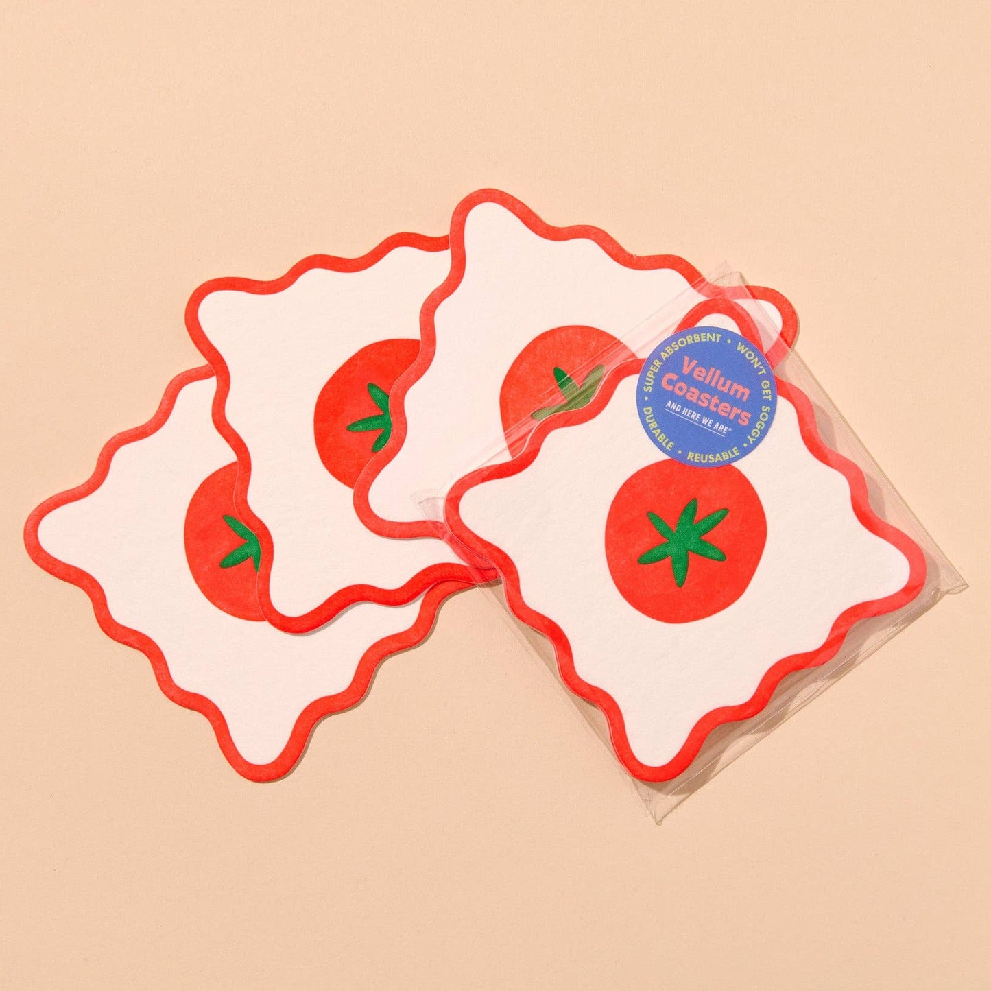 Tomato Letterpress Vellum Coasters Set