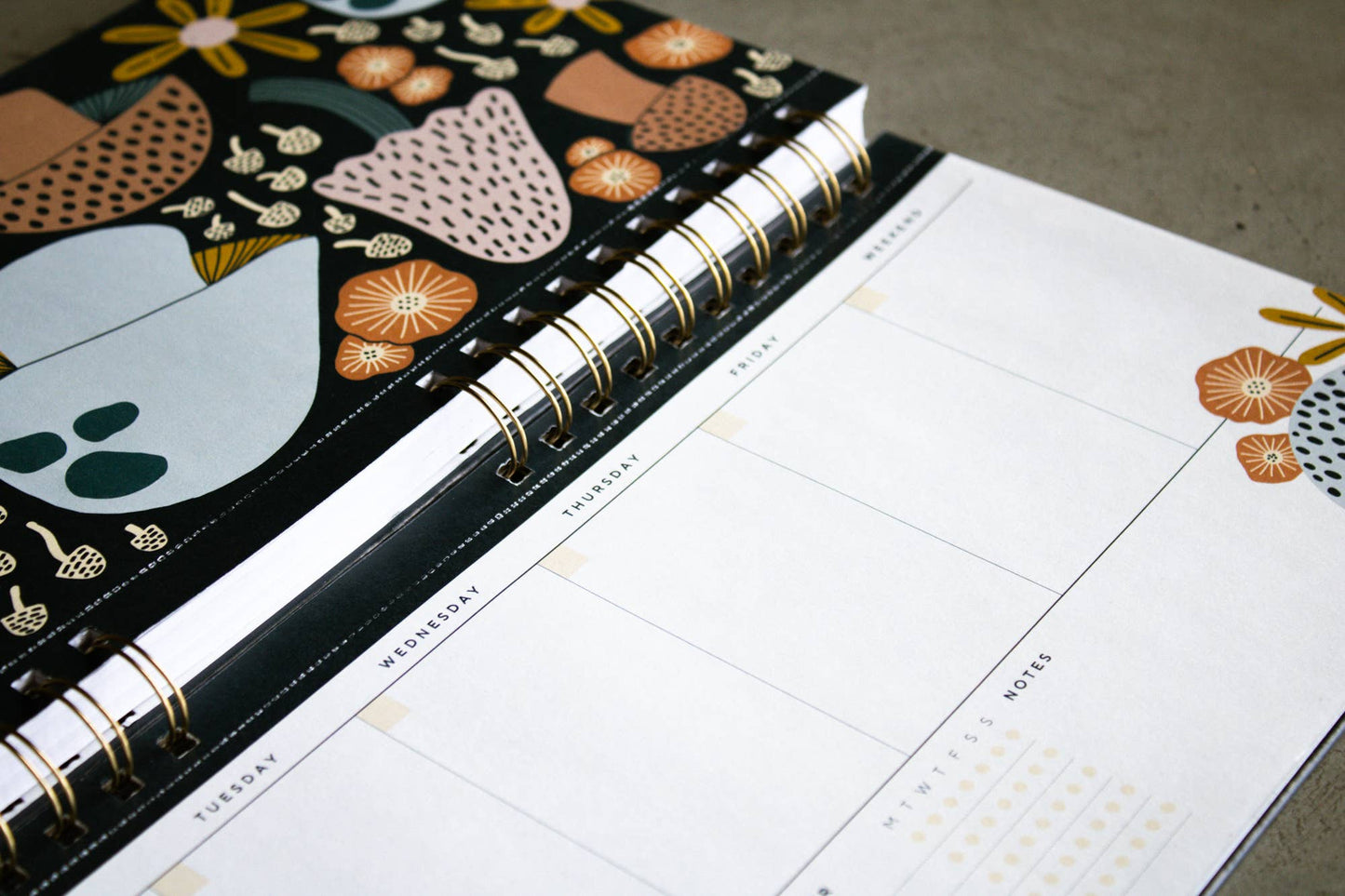 Mushroom Bloom Hardcover 2 Year Undated Desk Planner
