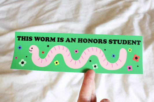 Honors Student Worm Bumper Magnet / Sticker