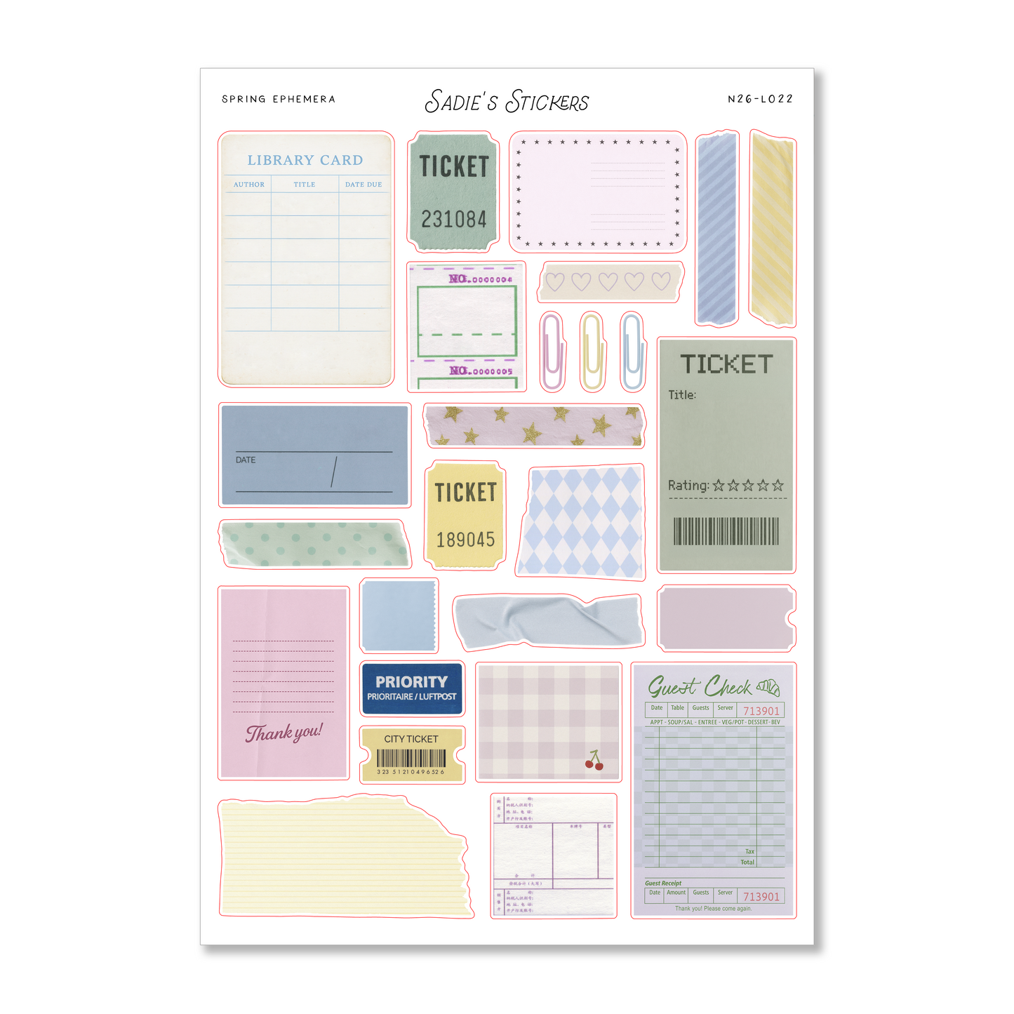 Spring Ephemera Sticker Sheet