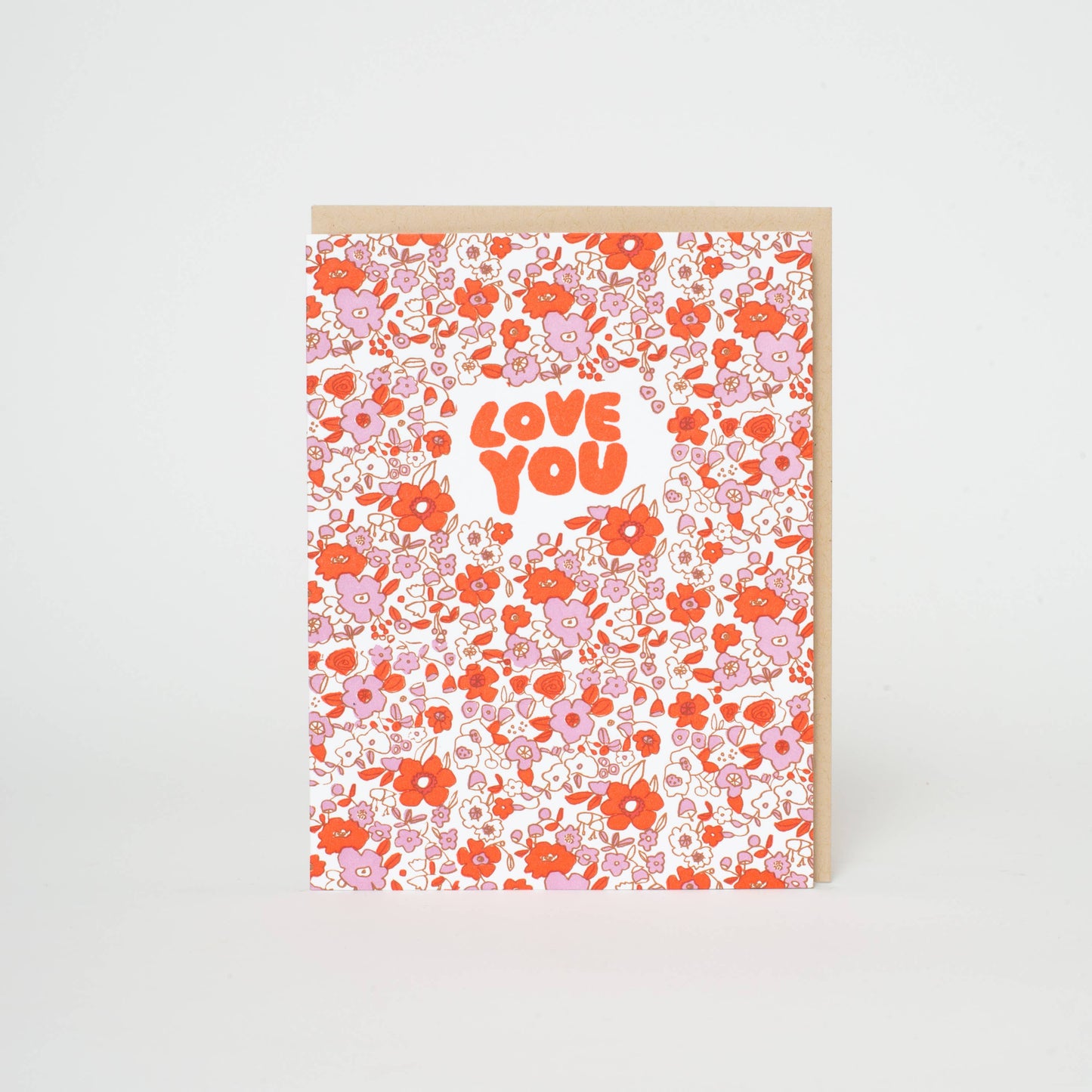 Love You Calico Flowers card
