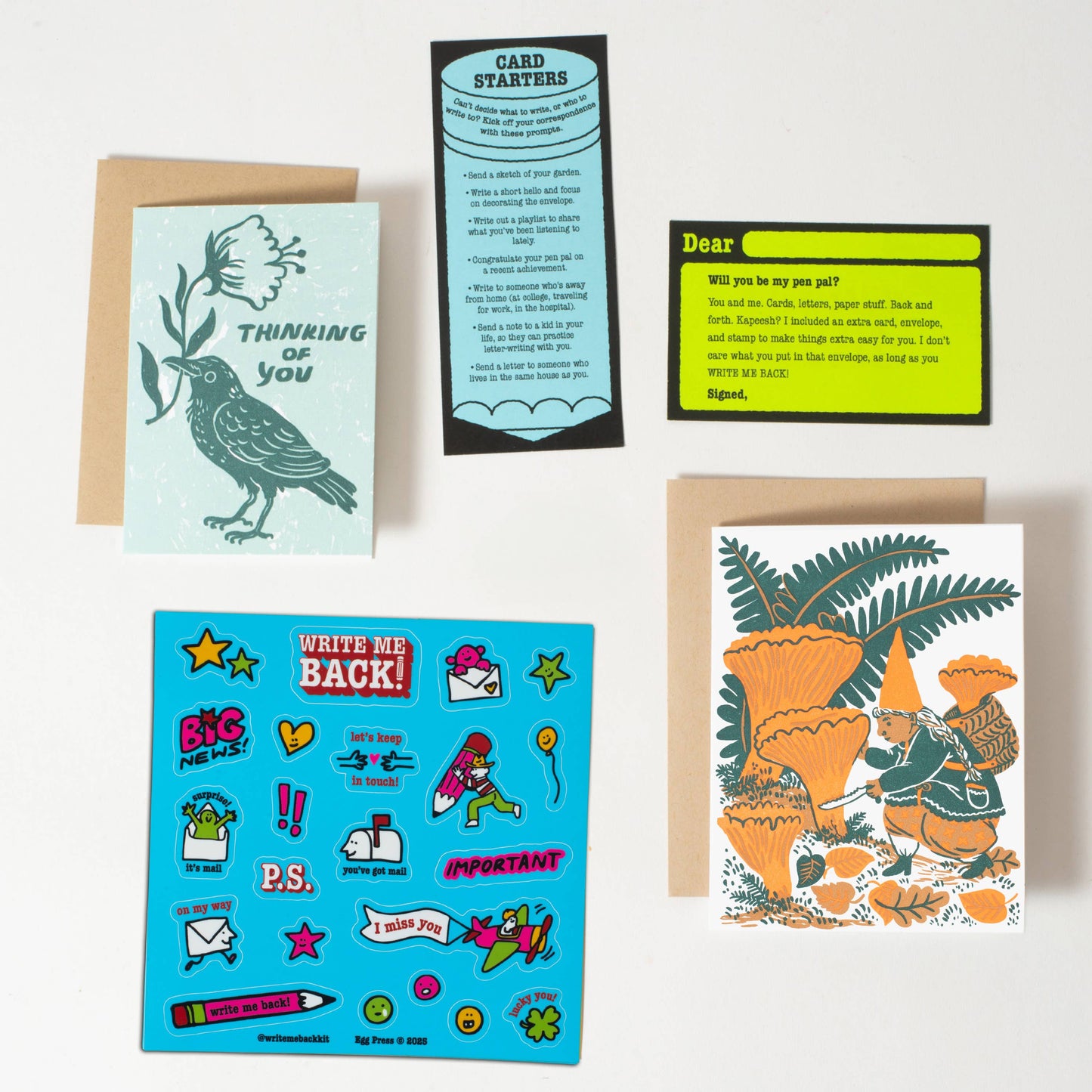 Mushroom + Crow Pen Pal Kit