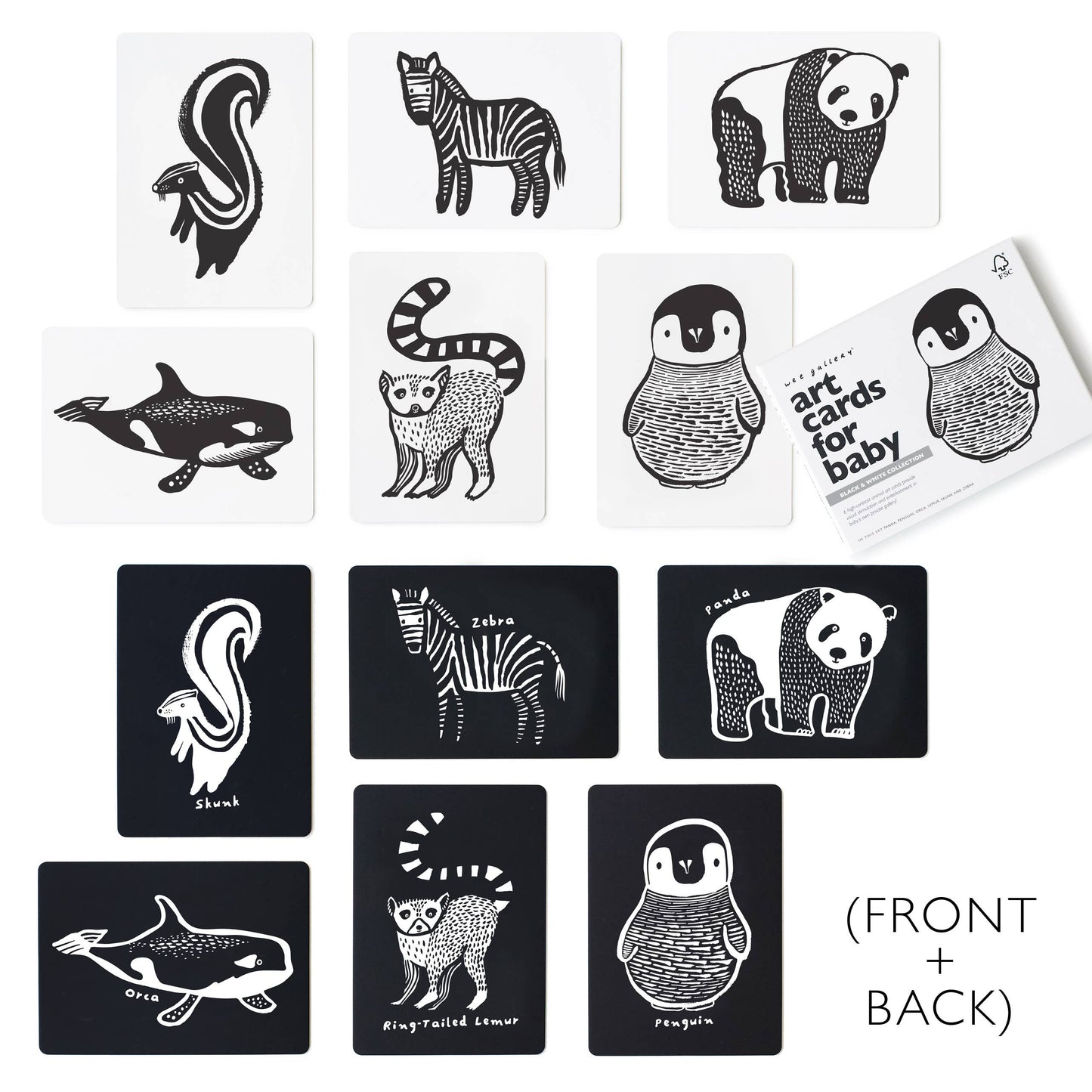 Black and White Animals Art Cards for Baby