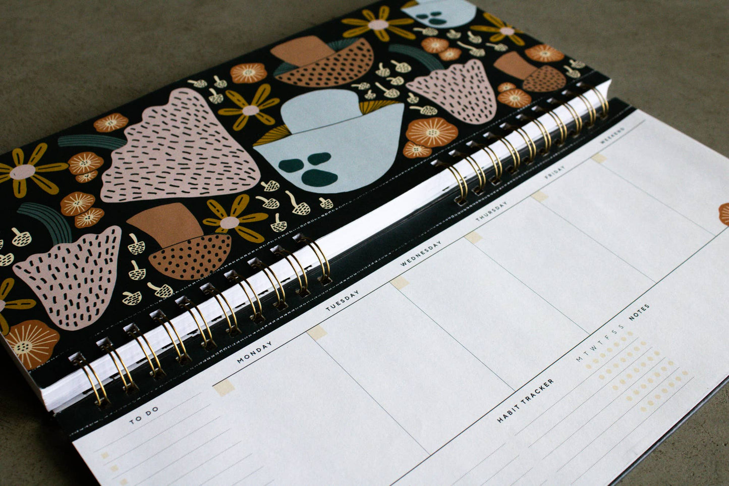 Mushroom Bloom Hardcover 2 Year Undated Desk Planner