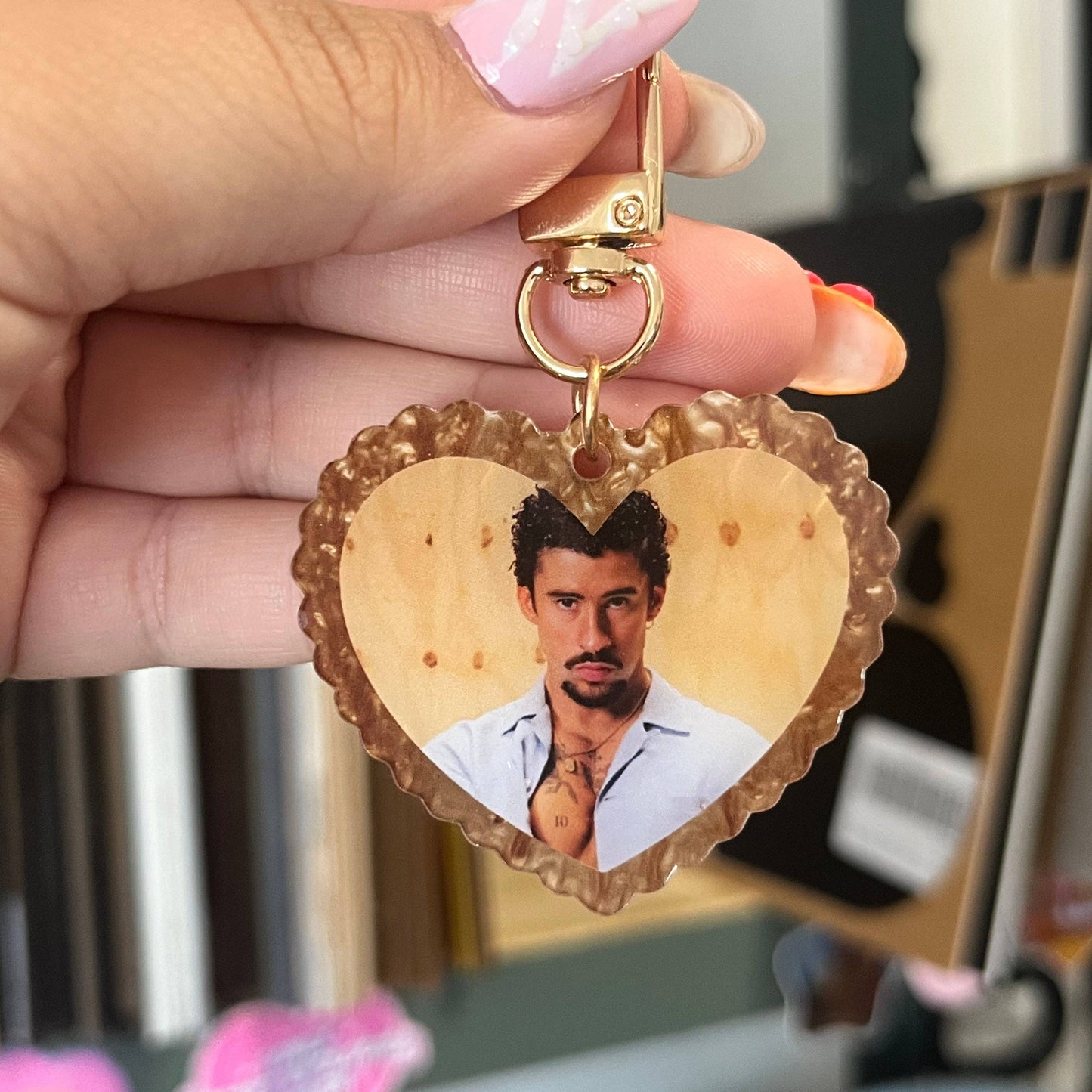 Bad Bunny Heart Keychain
