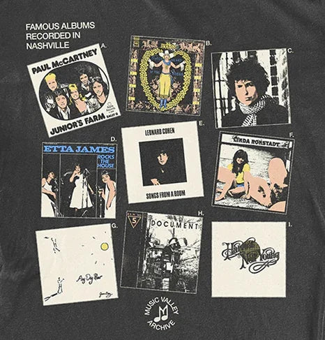 Famous Albums Recorded in Nashville Long Sleeve T-shirt