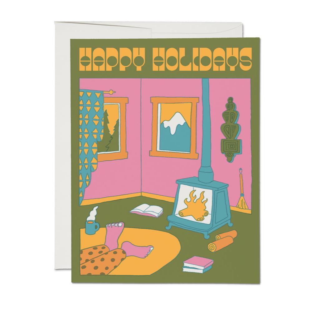 Happy Holidays Fireplace card