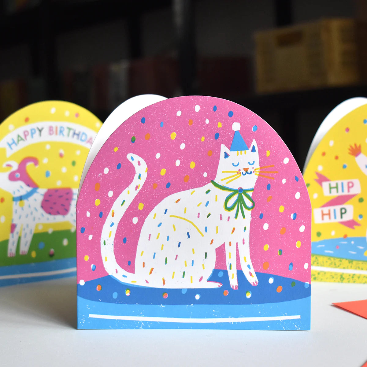 Party Cat Snowglobe card