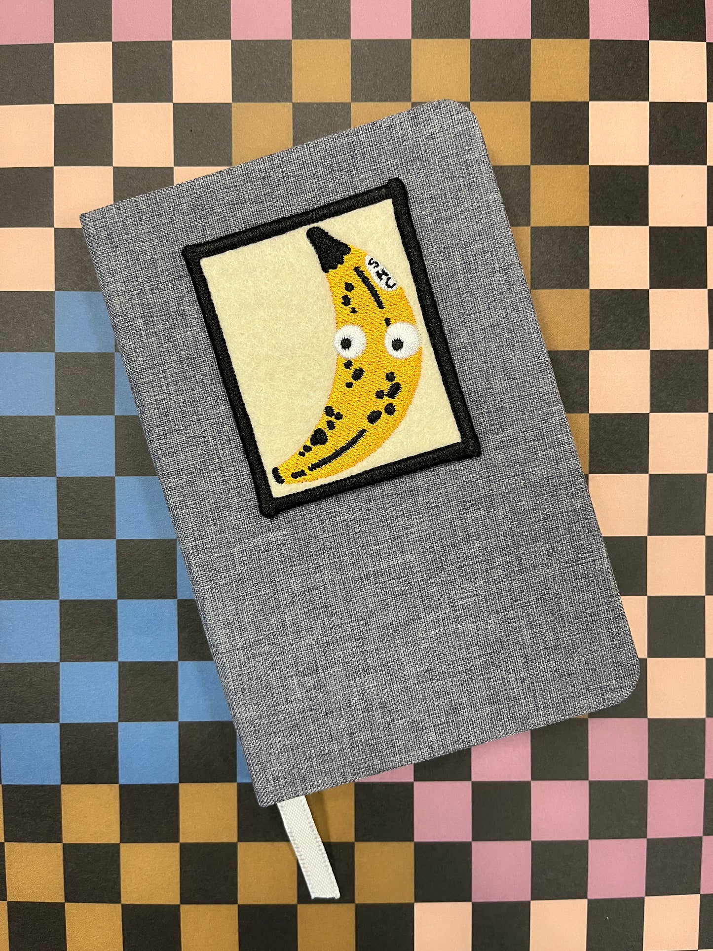 Googly Banana Patched Linen Notebook