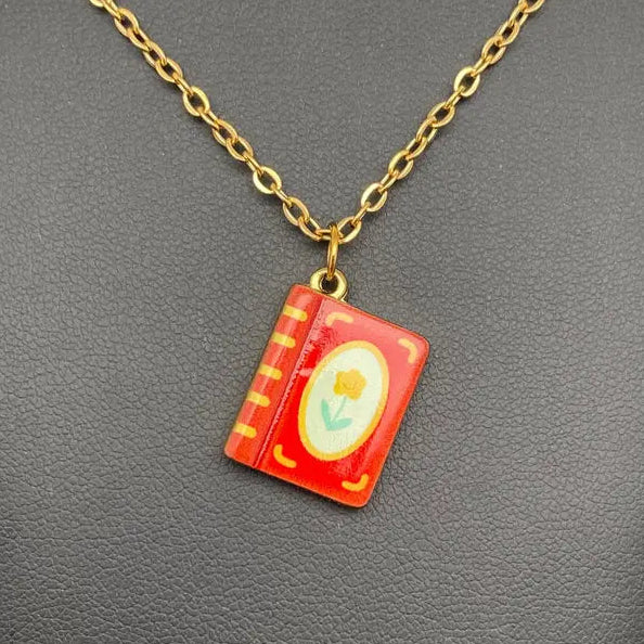 Enamel Book Necklace