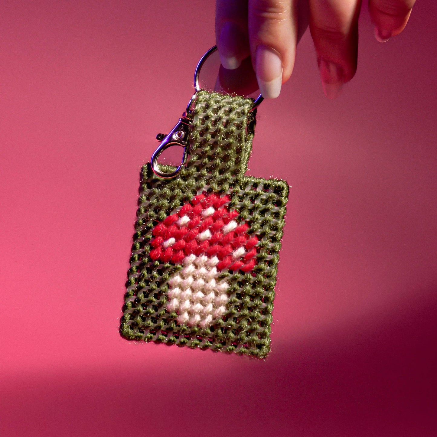 Mushroom Needlepoint Bag Charm