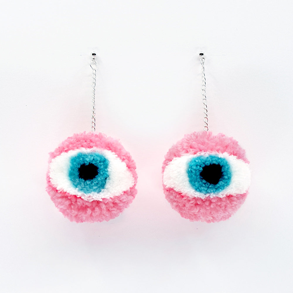 Eye Pom Pom Earrings