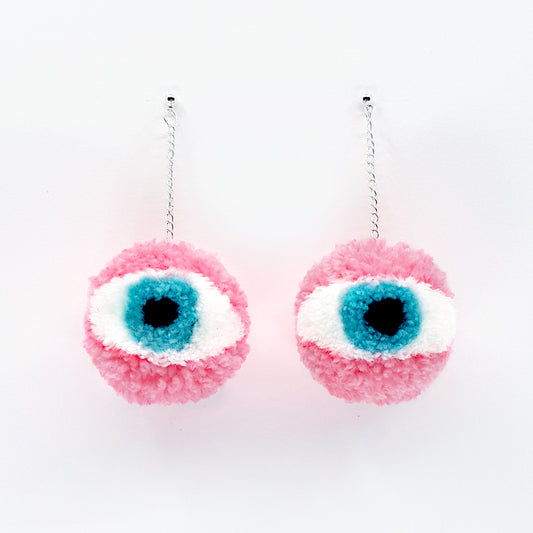 Eye Pom Pom Earrings