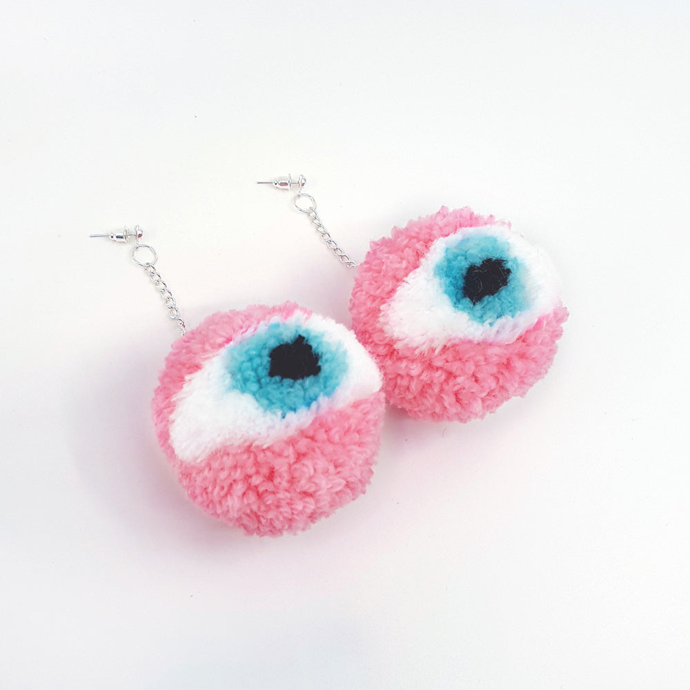 Eye Pom Pom Earrings