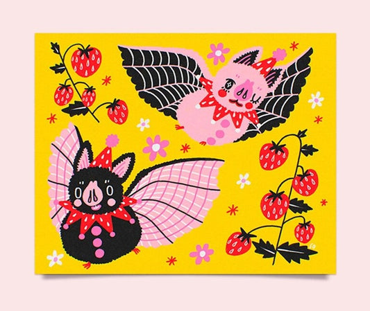 Strawberry Bats Print