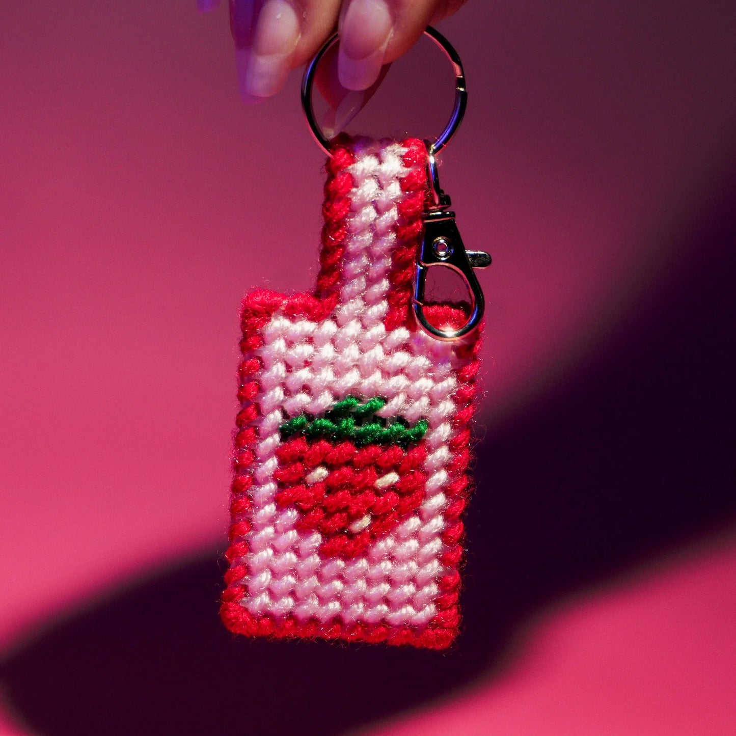 Strawberry Needlepoint Bag Charm