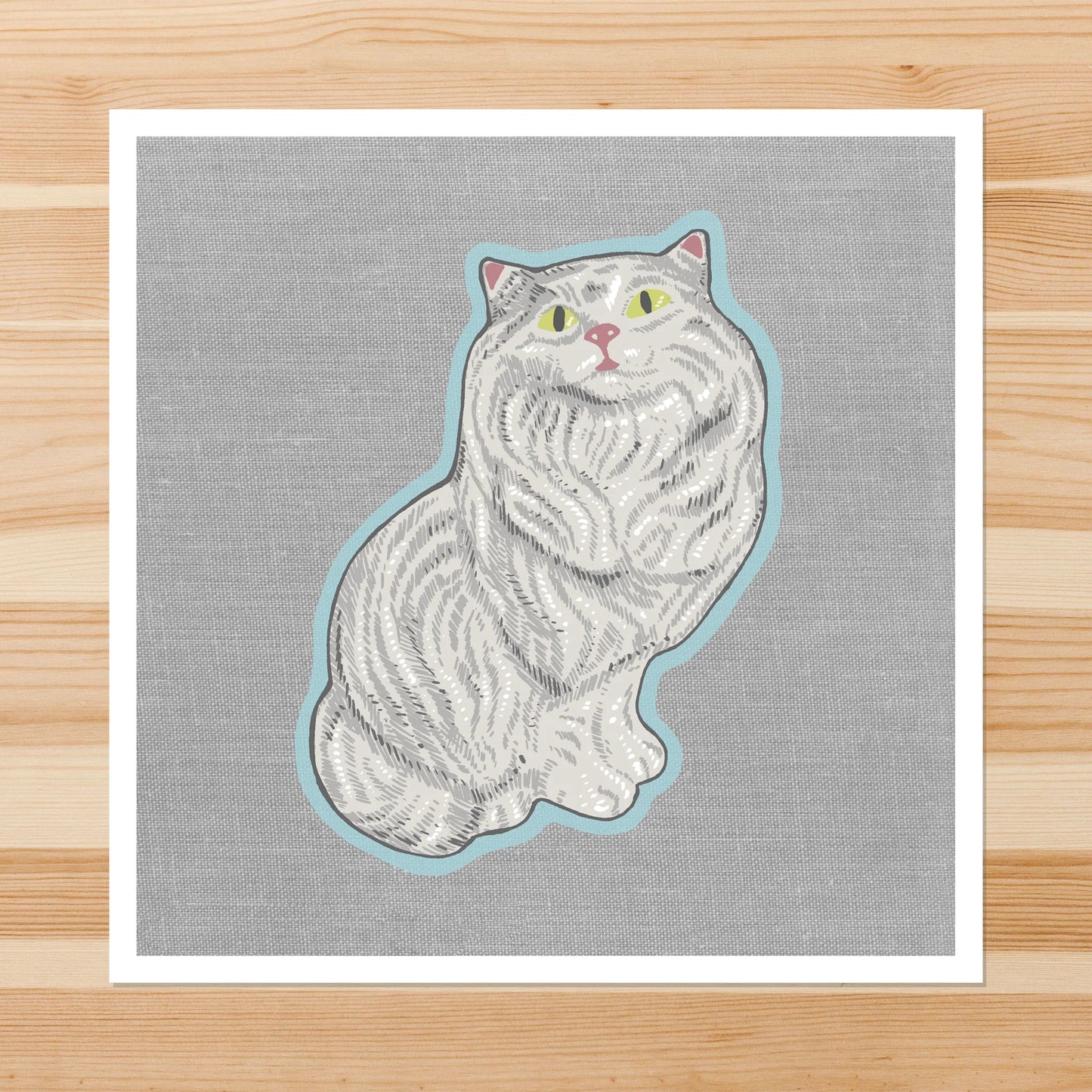 White Ceramic Cat 8x8"