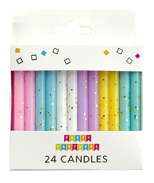 Pastel Glitter 24 Candles Set