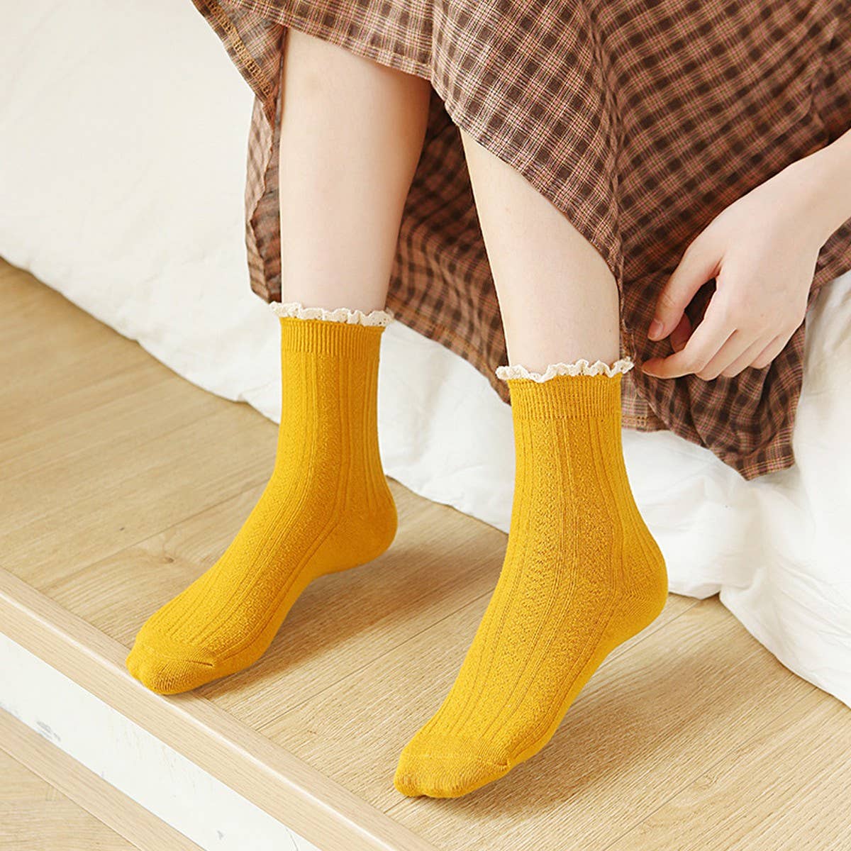 Gold Ruffle Socks