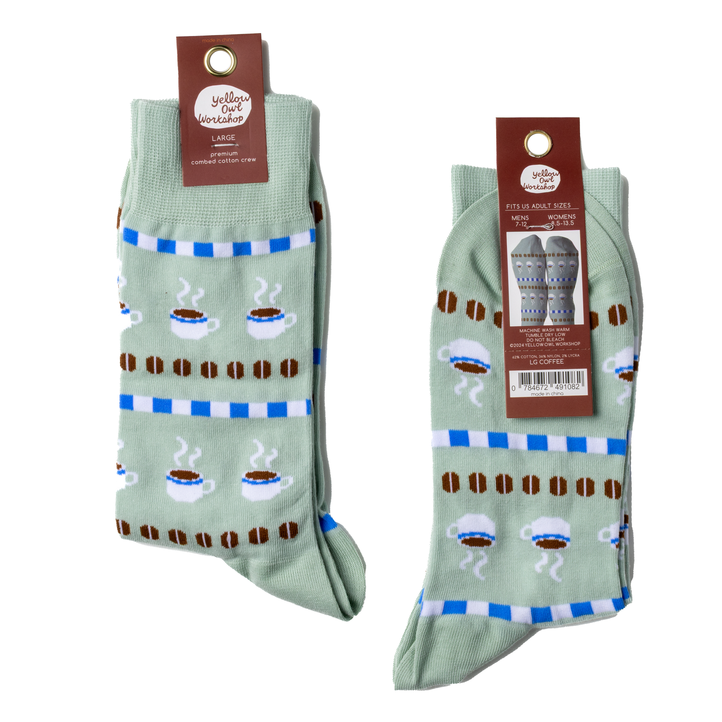 Coffee Large Crew Socks