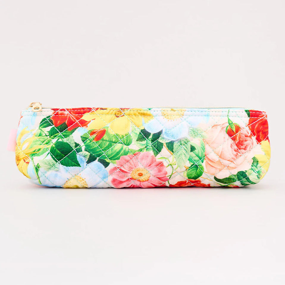 Oil Paint Floral Quilted Pencil Pouch
