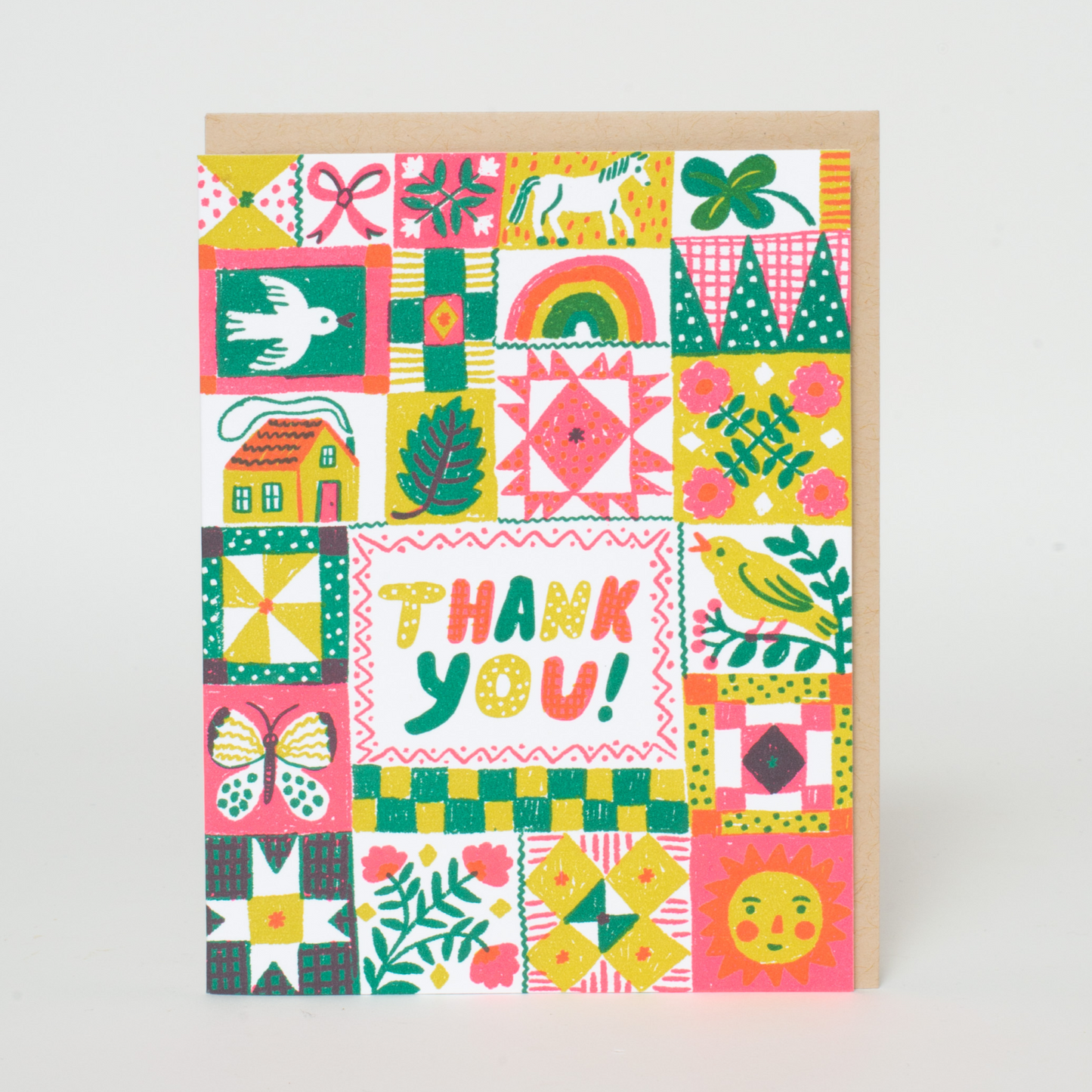 Folk Quilt Thank You card