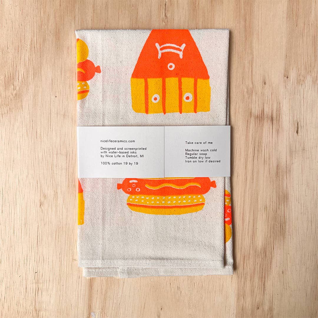 Hot Dog French Fry Tea Towel