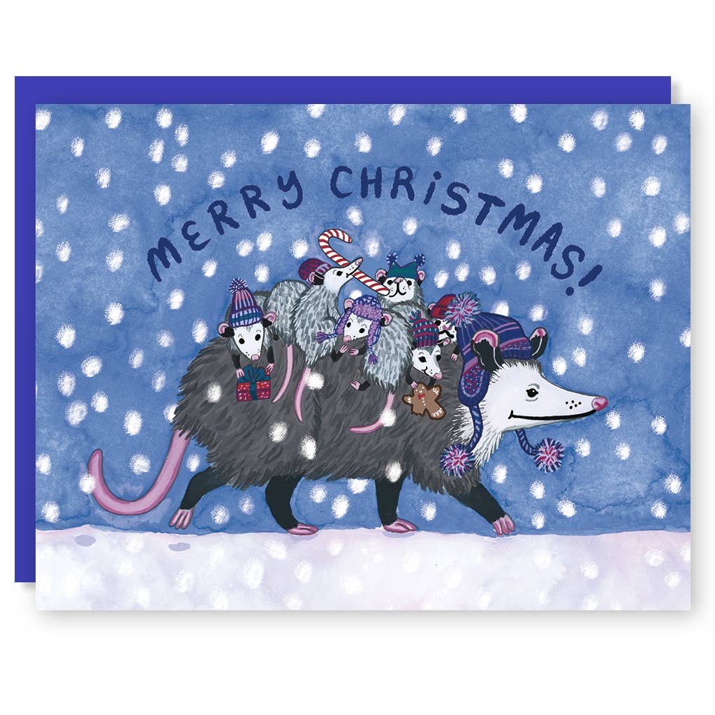 Opossum Christmas card
