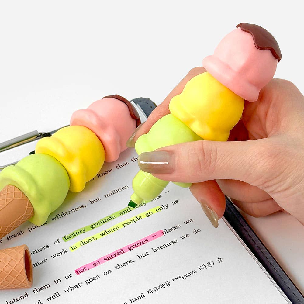 Ice Cream Cone Highlighter Set
