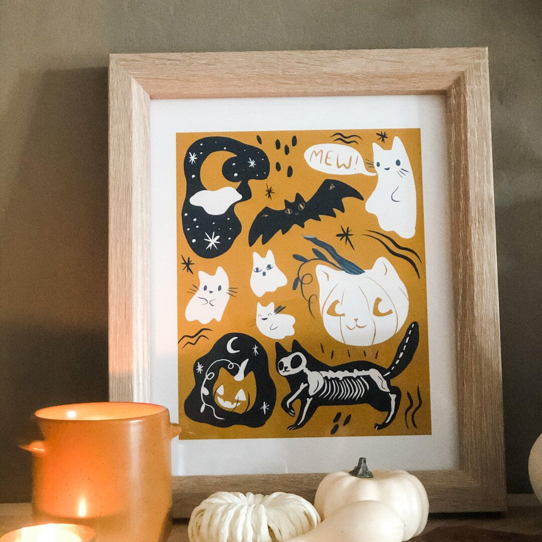 Halloween Cat Ghosts print